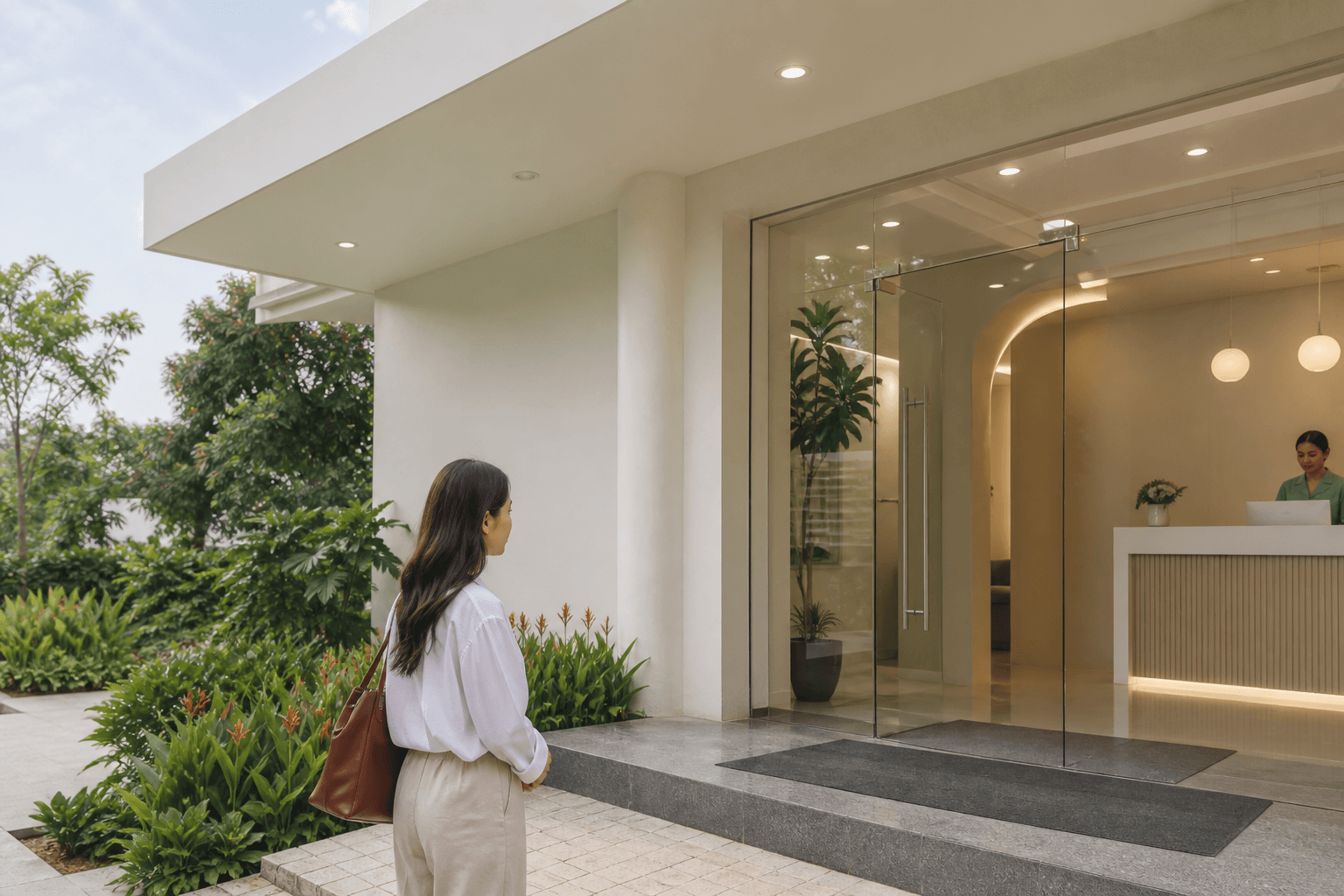 A patient checking a clinic premise before a dental appointment in Johor Bahru